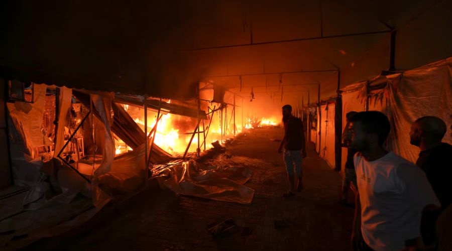 Burning tent in Gaza Burning tent in Gaza